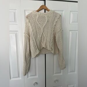 Free People Cream Cropped Sweater - Large